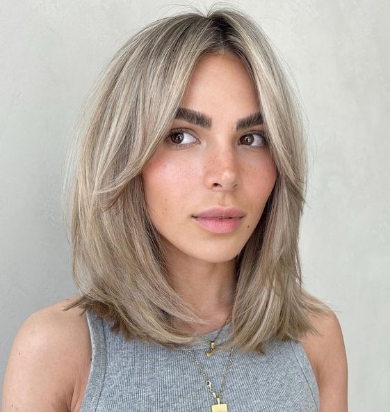Hair Cuts Medium Length   Medium Haircuts For Women That’ll Be Huge In 2023 Sandy Blonde Lob With Layers And
