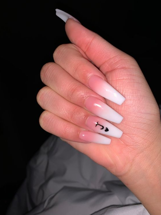 Nails With Initials   Ombre Acrylic Nails Long Acrylic Nails