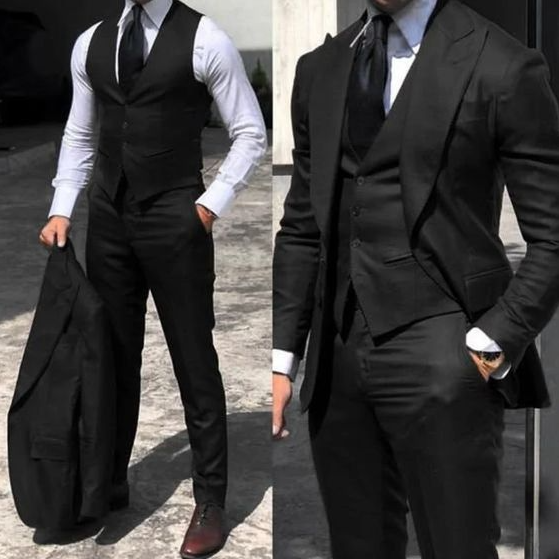 Black Gift   Black Suit For Men 3 Piece Suit Formal Suit For Office Wear