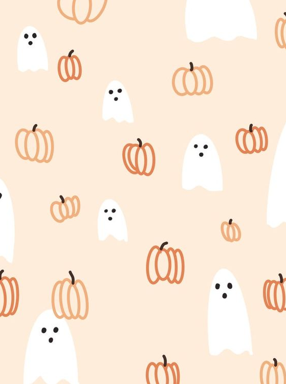 Fall Background   Cute Ghost & Pumpkin Background Digital Download