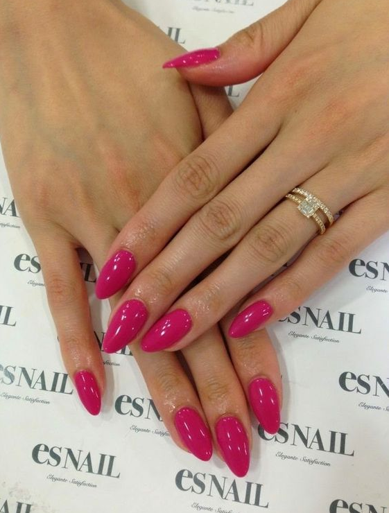 Nails One Color   Oval Acrylic  Pink  Trendy
