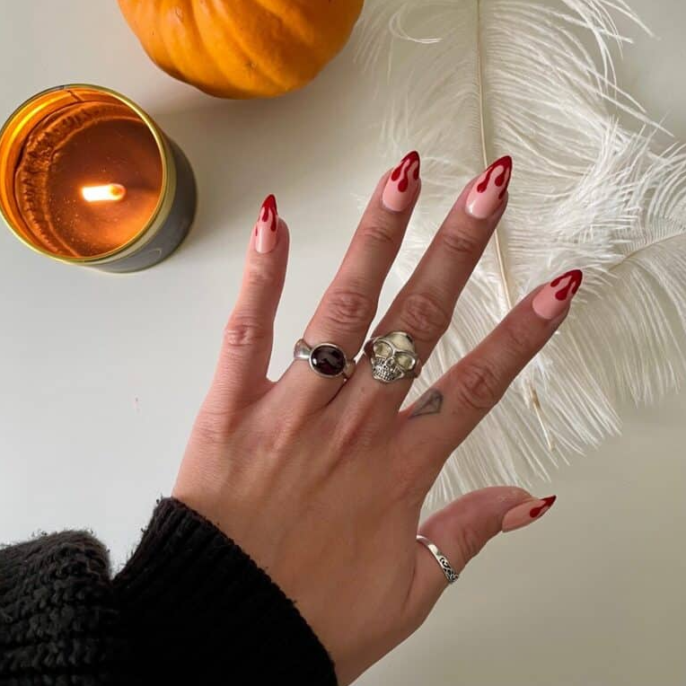 Blood Drip Vampire Halloween Nails