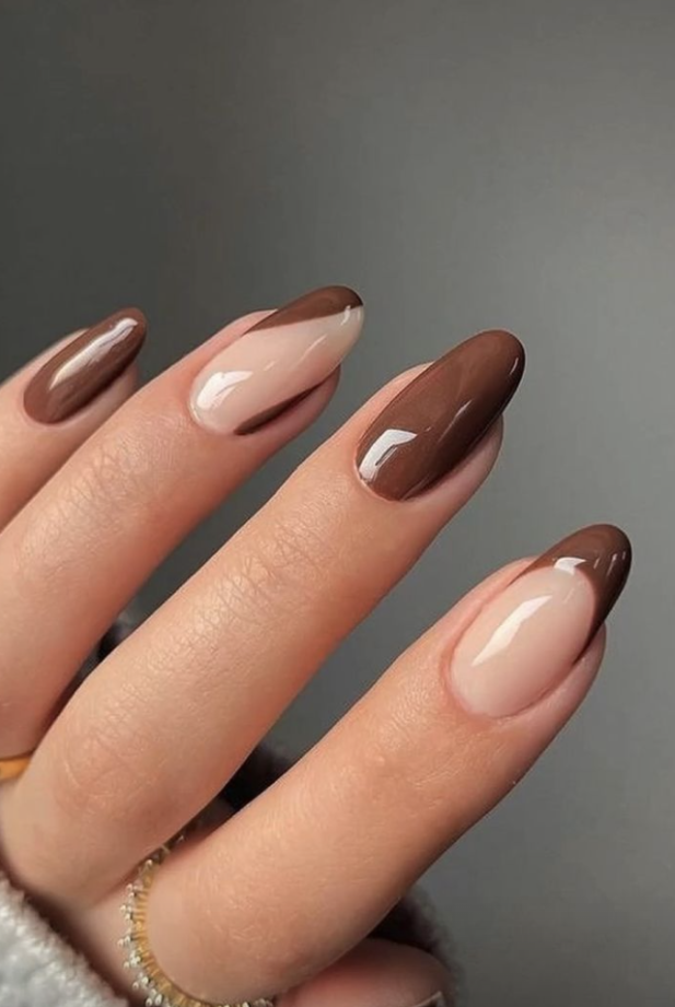 Brown French Tip Nail Ideas   Accent Nail Brown French Tip Nail Ideas