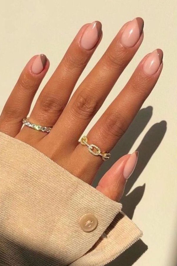 Brown French Tip Nail Ideas   Brown French Tip Nails Classic Diagonal Edited