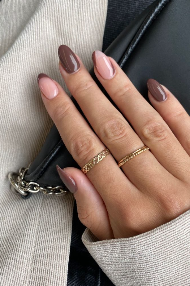 Brown French Tip Nail Ideas   Brown French Tip Nails Classic Full Color Edited