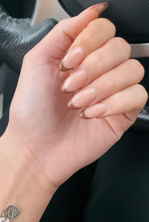 Brown French Tip Nail Ideas   Brown French Tip Nails Ideas Light
