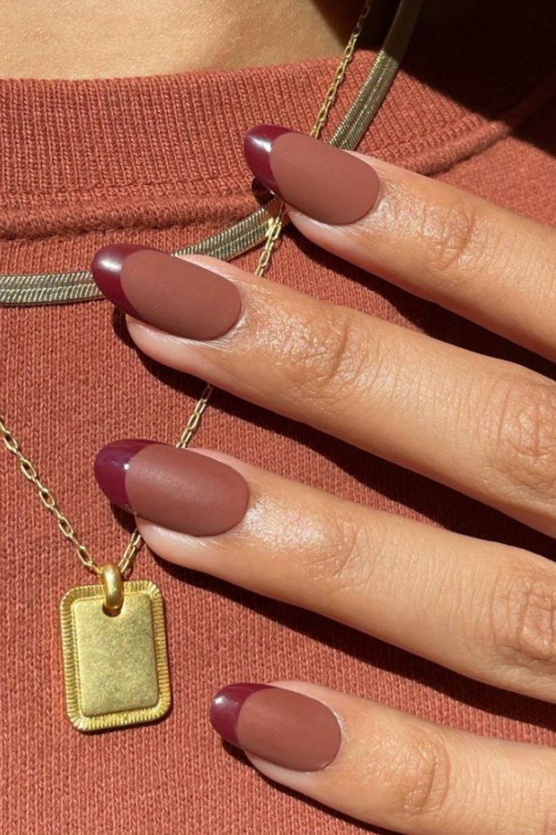 Brown French Tip Nail Ideas   Brown French Tip Nails Ideas Matte French