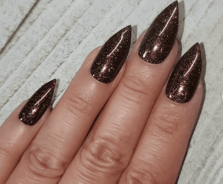 Dark Burgundy Sparkle Nails