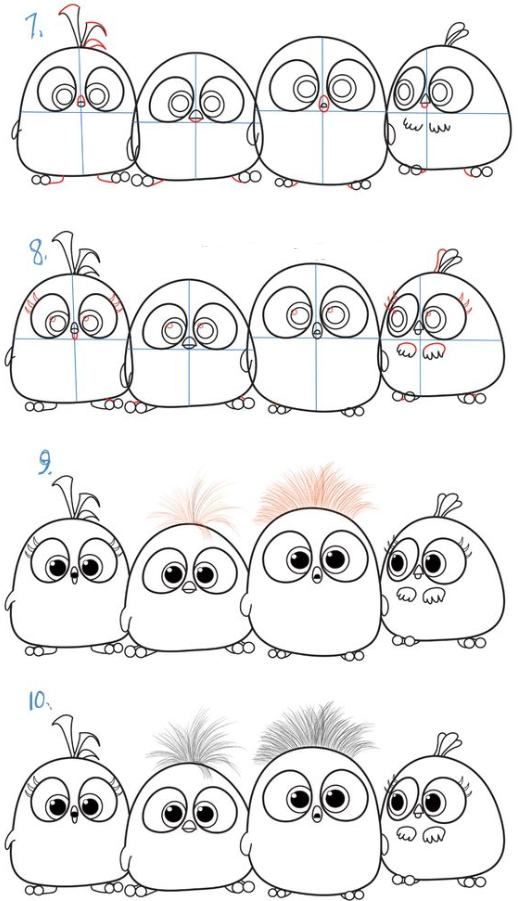 Drawing Step By Step   How To Draw Angry Bird Hatchlings Baby Birds Drawing Tutorial From The Angry Bird Movie How To Draw Step By Step Drawing Tutorials