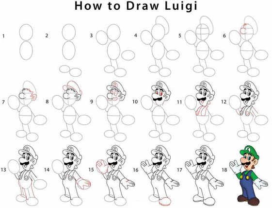 Drawing Step By Step   How To Draw Luigi Step By Step Pictures