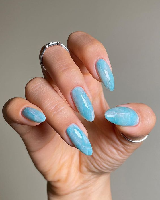 Fall Blue Nails - Best Fall and Winter Nail Designs and Ideas to Inspire You