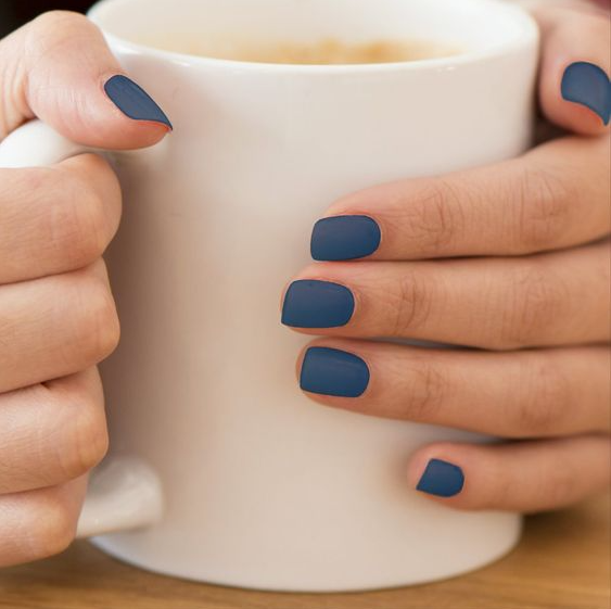 Fall Blue Nails - Blue grey stormy Trend Color Fall Autumn Minx Nail Art