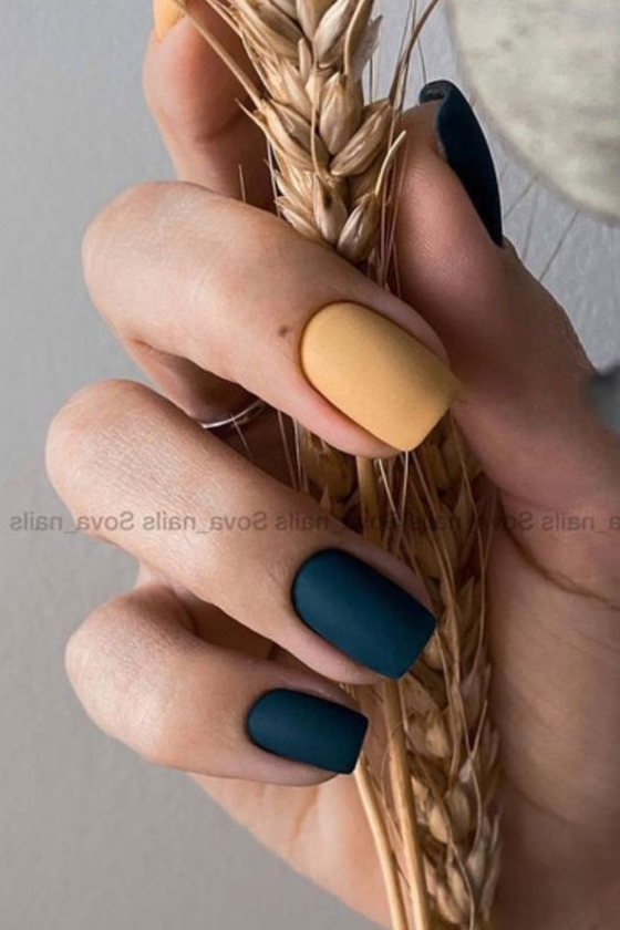 Fall Blue Nails - Classic Elegant Autumn Nails