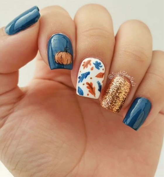Fall Blue Nails - Cute nails for fall nail art designs fall gel nails
