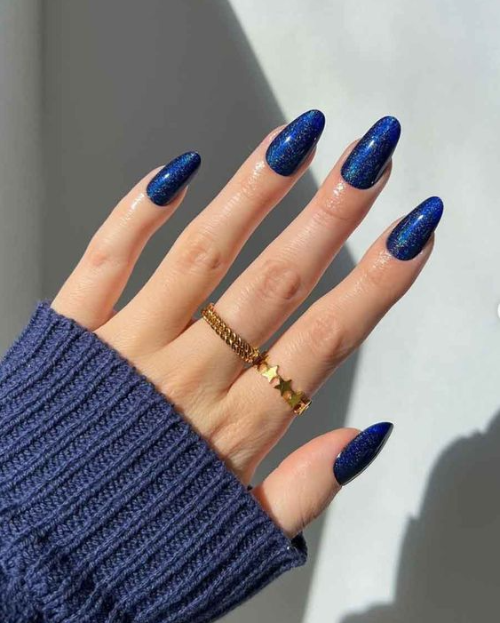 Fall Blue Nails - Enchanting Winter Nails for a Pretty Delightful Mani Mood