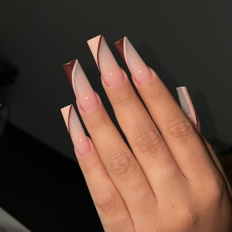 Fall French Tip Nails   Dark Brown