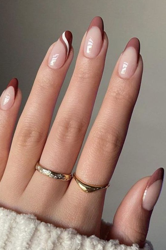 Fall French Tips   Brown French Tip Nail Ideas