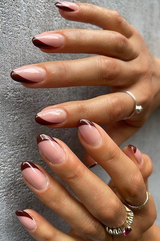 Fall French Tips   Brown French Tip Nail Ideas