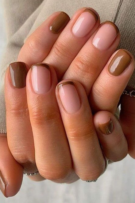 Fall French Tips   Brown French Tip Nail Ideas Picture