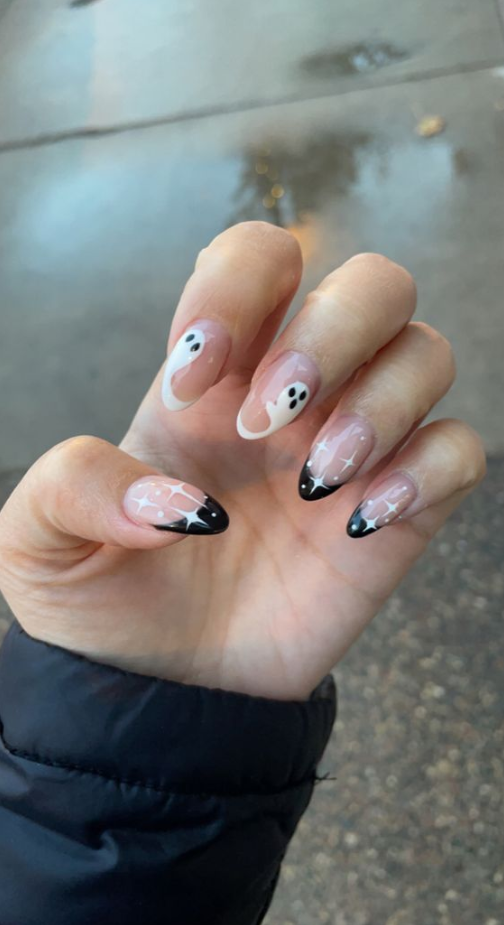 Fall French Tips   Ghost Nails W A Twist