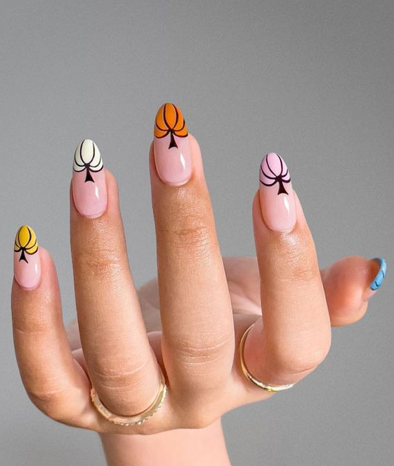 Fall French Tips   October Nail Art Designs Different Pumpkin French Tips