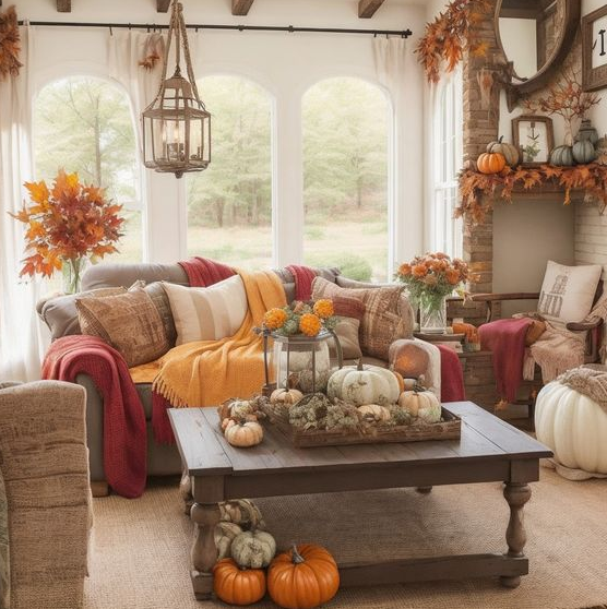 Fall Home Decor   Dreamy Fall Farmhouse Living Room Decorating