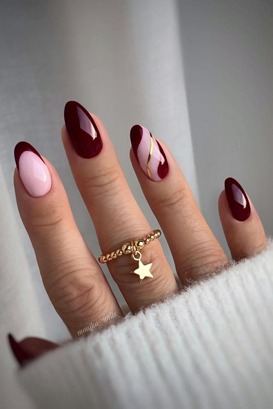 Fall Pink Nails   Beautiful Red Wine Nails For A Dark And Chic Manicure