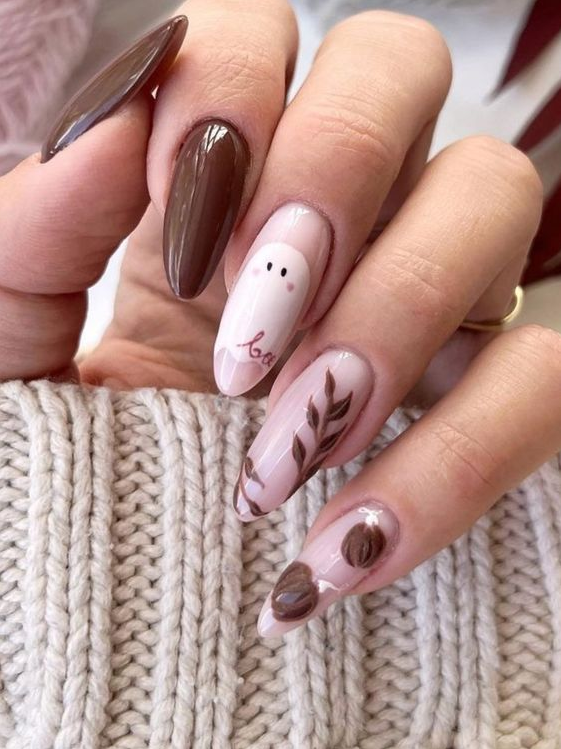 Fall Pink Nails   Spooky Cute Ghost Nails That Are Perfect For Halloween