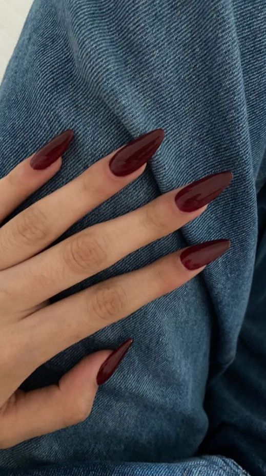Red Fall Nails   Cherry  Casual  Long Acrylic