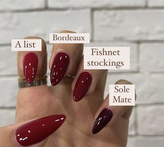 Red Fall Nails   Deep Red  Wine  Classy Acrylic