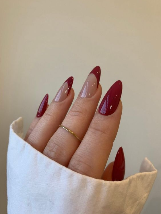 Red Fall Nails   Trending Minimalism Simple And Basic Long Square Fall Acrylic Nails