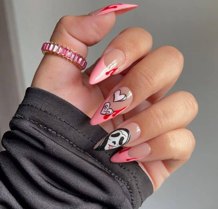 Spooky Pink Stiletto Nails