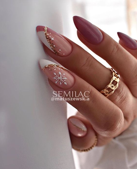 Almond Winter Nails   Top Winter Nail Designs To