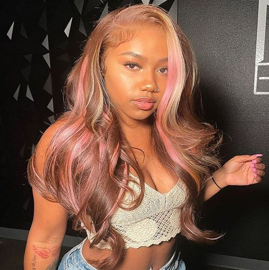 Birthday Hair   Pink Balayage On Brown Hair  Body Wave Lace Closure Front