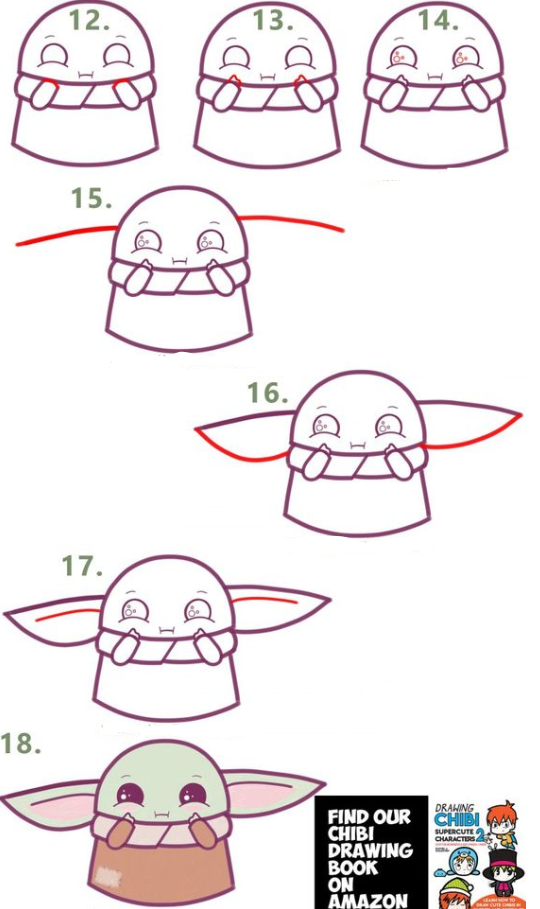 Drawing Step By Step   How To Draw A Cute Cartoon Baby Yoda Kawaii Chibi Easy Step By Step Drawing Tutorial How To Draw Step By Step Drawing Tutorials