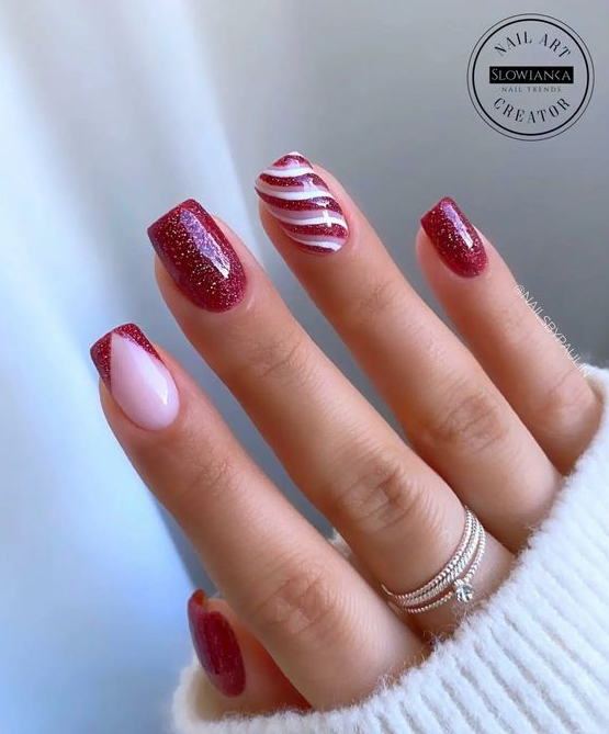 Holiday Nails Winter   Festive Red And White Nails You Should