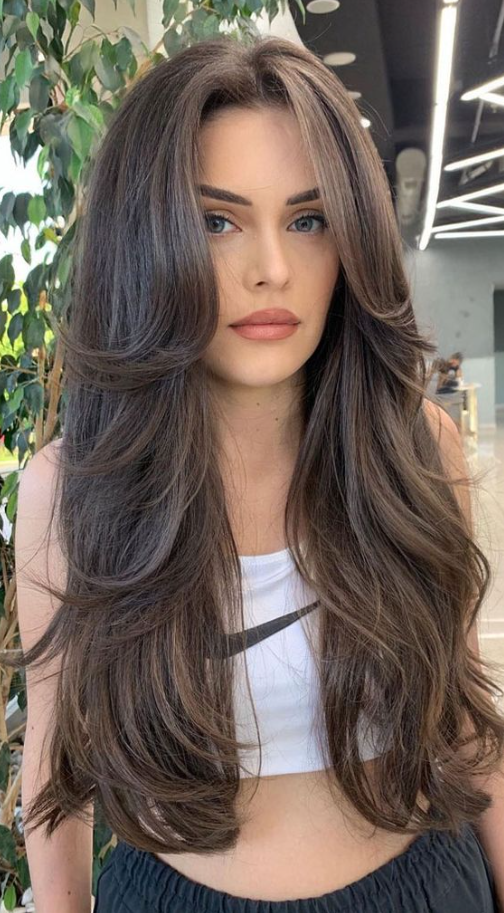 Long Layer Haircut For Long Hair   Milk Chocolate Long Layers Brunette