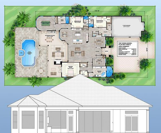 Luxury House Plan With Pool