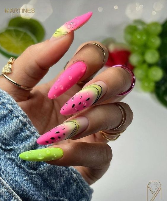 Nail Shapes For Chubby Fingers   Watermelon Nails Design Ideas