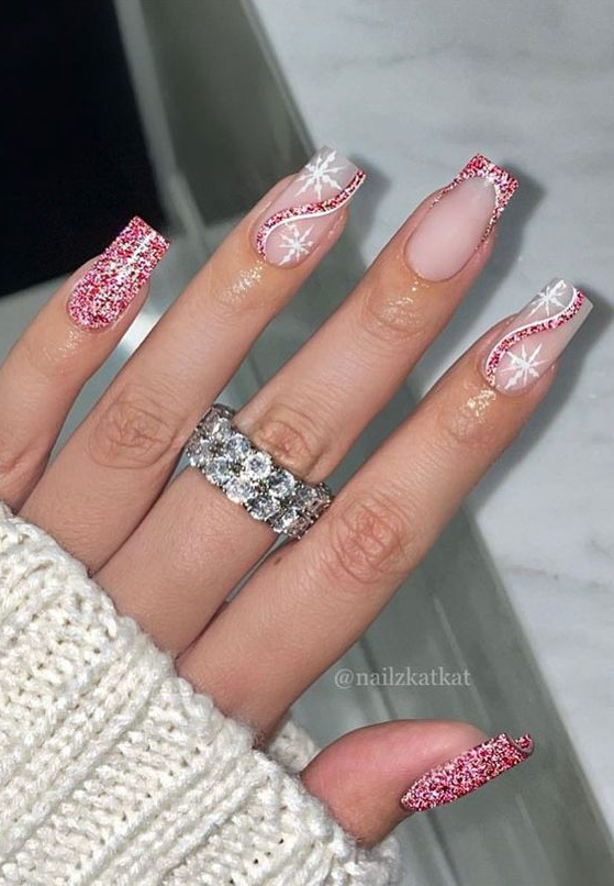 Pink  Nails   Best Holiday Nail Art Ideas & Designs Pink Sparkly Nails With