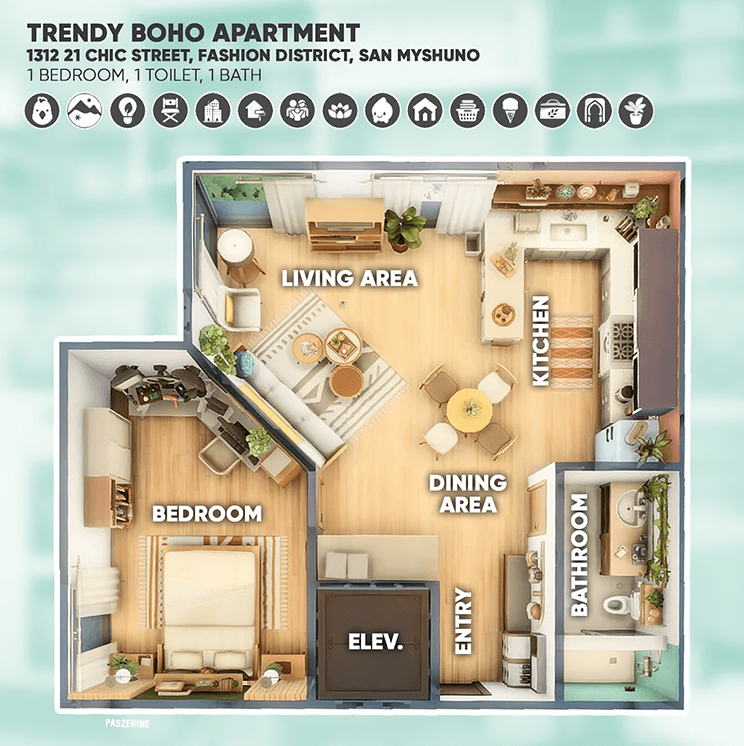 Trendy Boho Apartment Floor