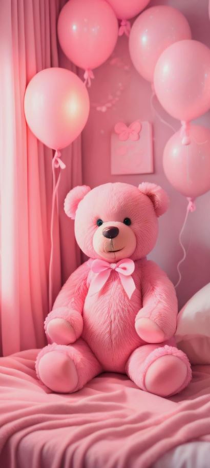 Cute Pink Teddy Bear Wallpaper