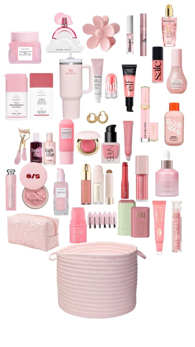 Pink Bae Basket Pink Bae Basket Makeup Skincare Hair Care Basket