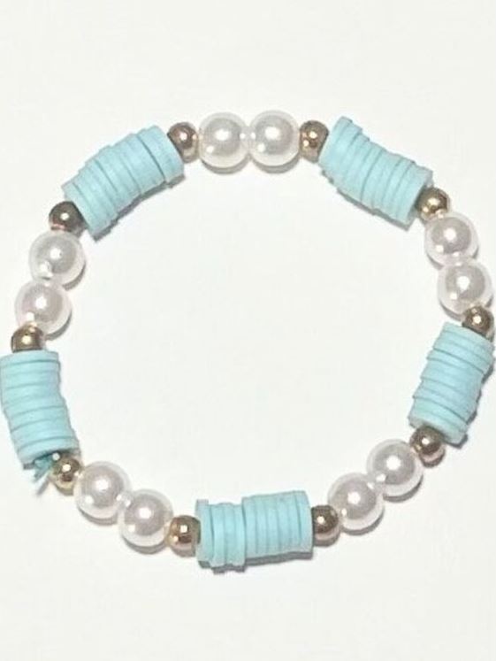 Bracelet Inspo Clay Beads   Clay Bead Bracelet Baby Blue Or Light Teal Bracelet