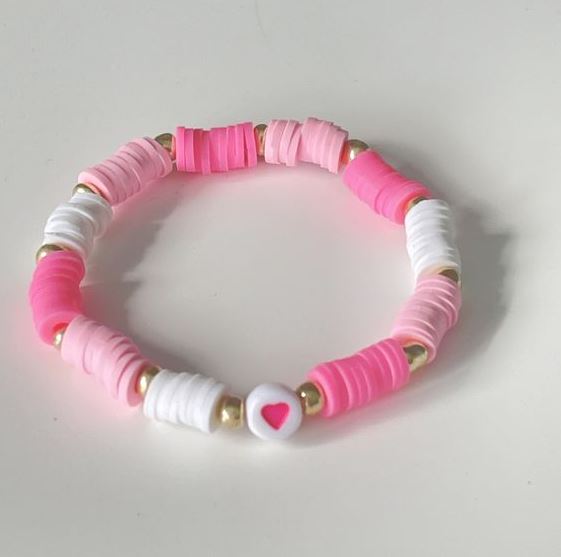 Bracelet Inspo Clay Beads   Pink Love Preppy Bracelet