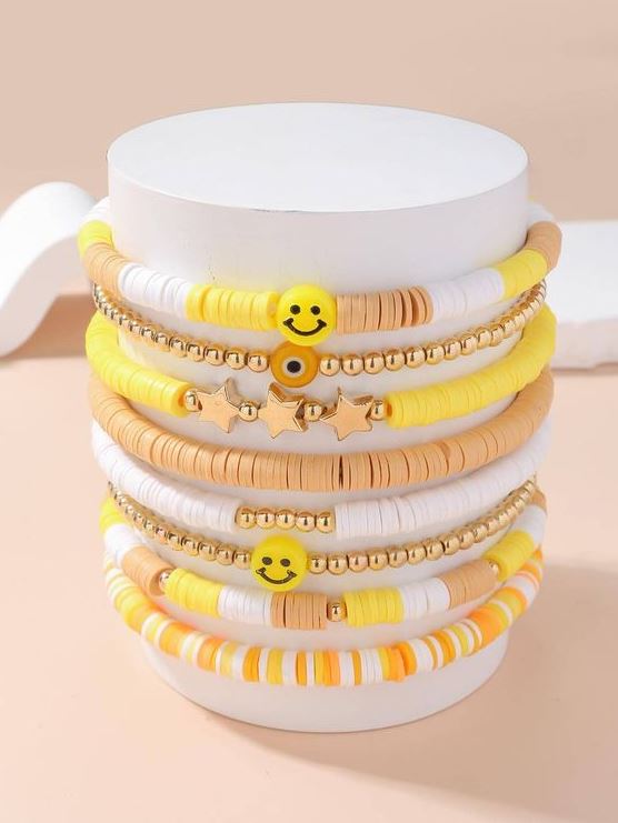 Bracelet Inspo Clay Beads   Yellow Collar Polymer Clay Embellished Women Fashion