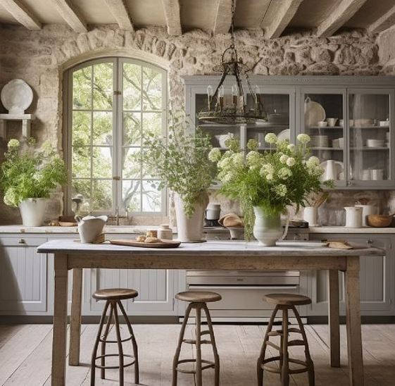 French Style Kitchen   Cottage Kitchens, Home Decor Kitchen, House Interior, European Cottage, Rustic Kitchen, Cozy Cottage Kitchen