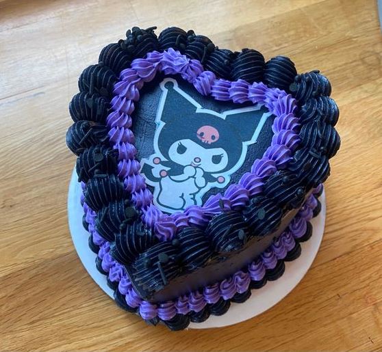 Kuromi Cake   Kuromi Cake Black And Purple Vintage Cake Black And Purple Kuromi Cake With Black Sprinkles
