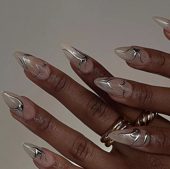 Nails Gel X   Molten Metal Nail Ideas That Put A Maximalist Spin On The Chrome Mani