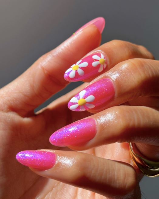 Spring Break Nails   Pink Sparkle